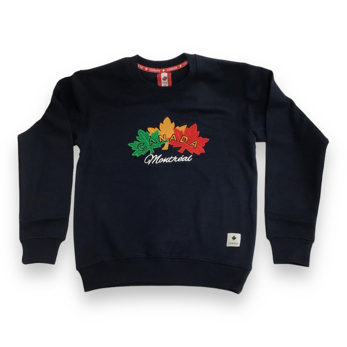 Navy Crew Neck Sweatshirt Canadian iconic Maple Leaves logo and Montre