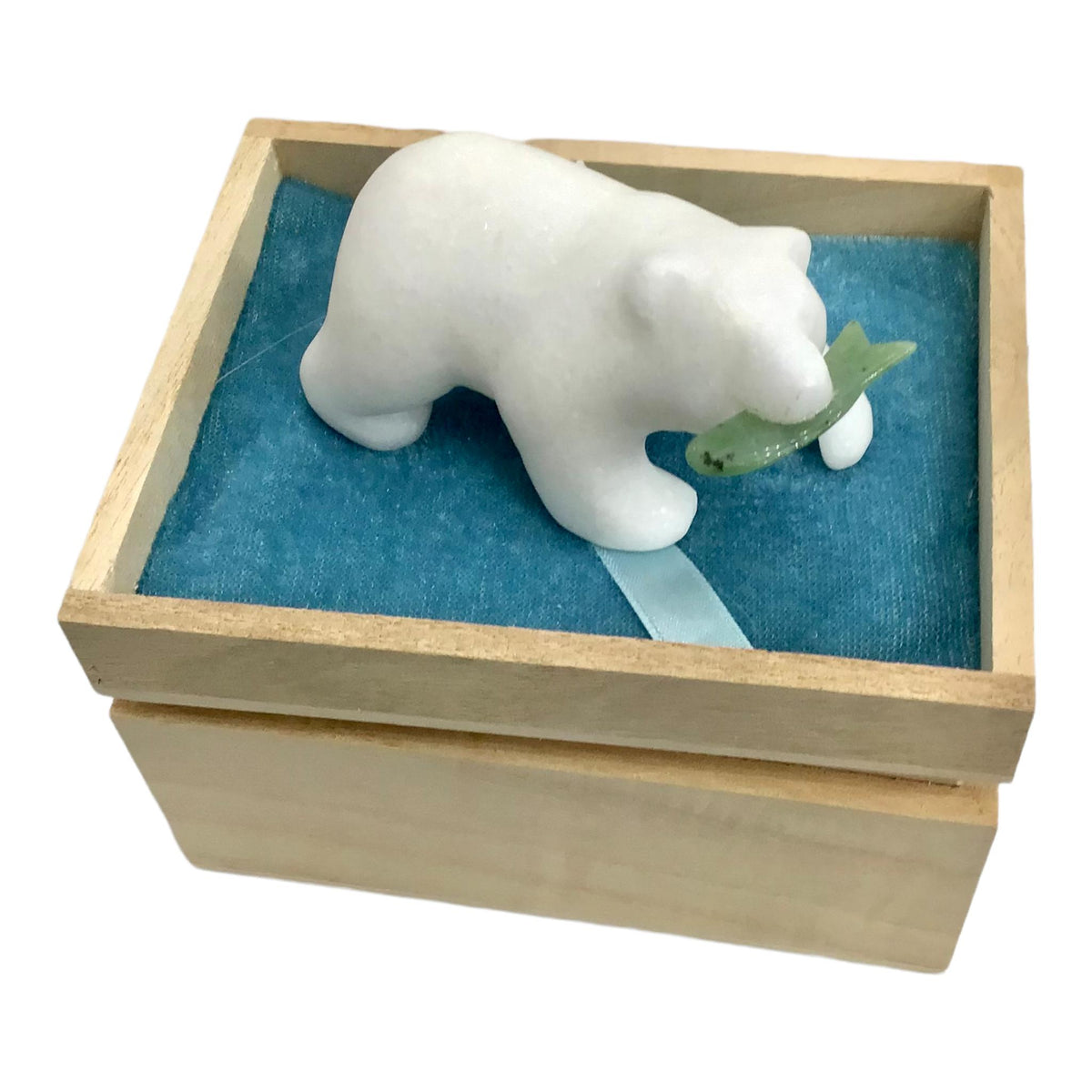 カナダ産ネフライト翡翠 クマ彫刻 ロードナイト魚 ホワイトストーン台座 Star-Marble-Carvings-Marble-