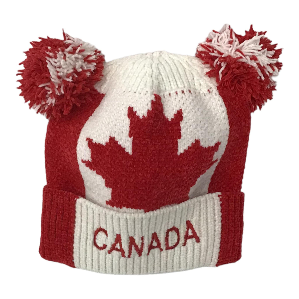 Canada Toque Winter Hat WINTER HAT RED CREAM CANADA FLAG TUQUE W
