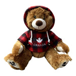 12" Cuddle Critter Grizzly Bear Stuffed Animal W/ Red Plaid Canada Maple Leaf Hoodie