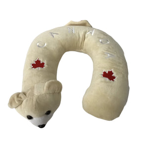 BEAR HEAD CANADA TRAVEL NECK PILLOW W/ MAPLE LEAF EMBROIDERY