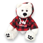 Buffalo Plaid  Hoodie 12” Polar Bear Stuffed Animal Plush W/ Canada Maple Leaf Embroidery