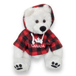 Buffalo Plaid  Hoodie 12” Polar Bear Stuffed Animal Plush W/ Canada Maple Leaf Embroidery