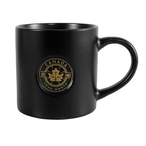 CANADA BLACK MUG 14oz W/ GOLDEN MAPLE LEAF VINTAGE DESIGN TEA & COFFEE CUP