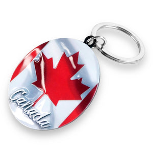 CANADA FLAG OVAL METAL KEYCHAIN