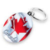 CANADA FLAG OVAL METAL KEYCHAIN