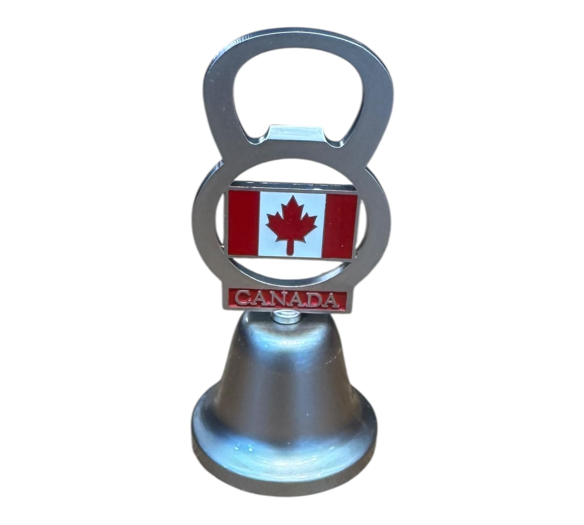 CANADA FLAG VINTAGE METAL SOUVENIR BELL AND BOTTLE OPENER