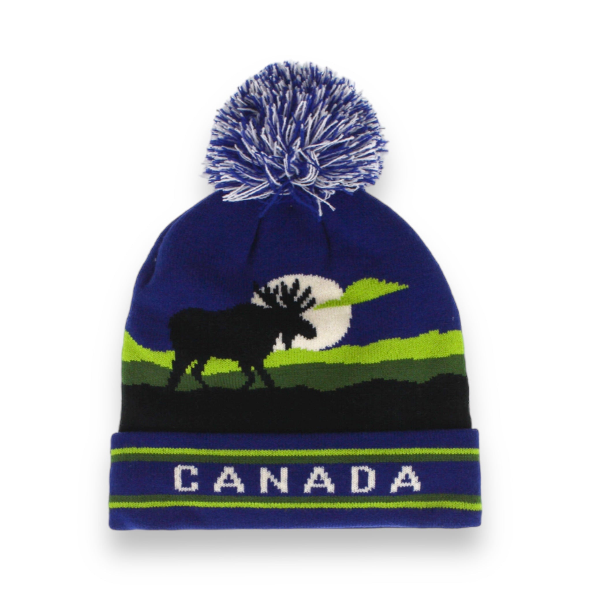 CANADA KIDS FLEECE LINED HAT WITH SCENIC LANDSCAPE MOOSE AND BEAR