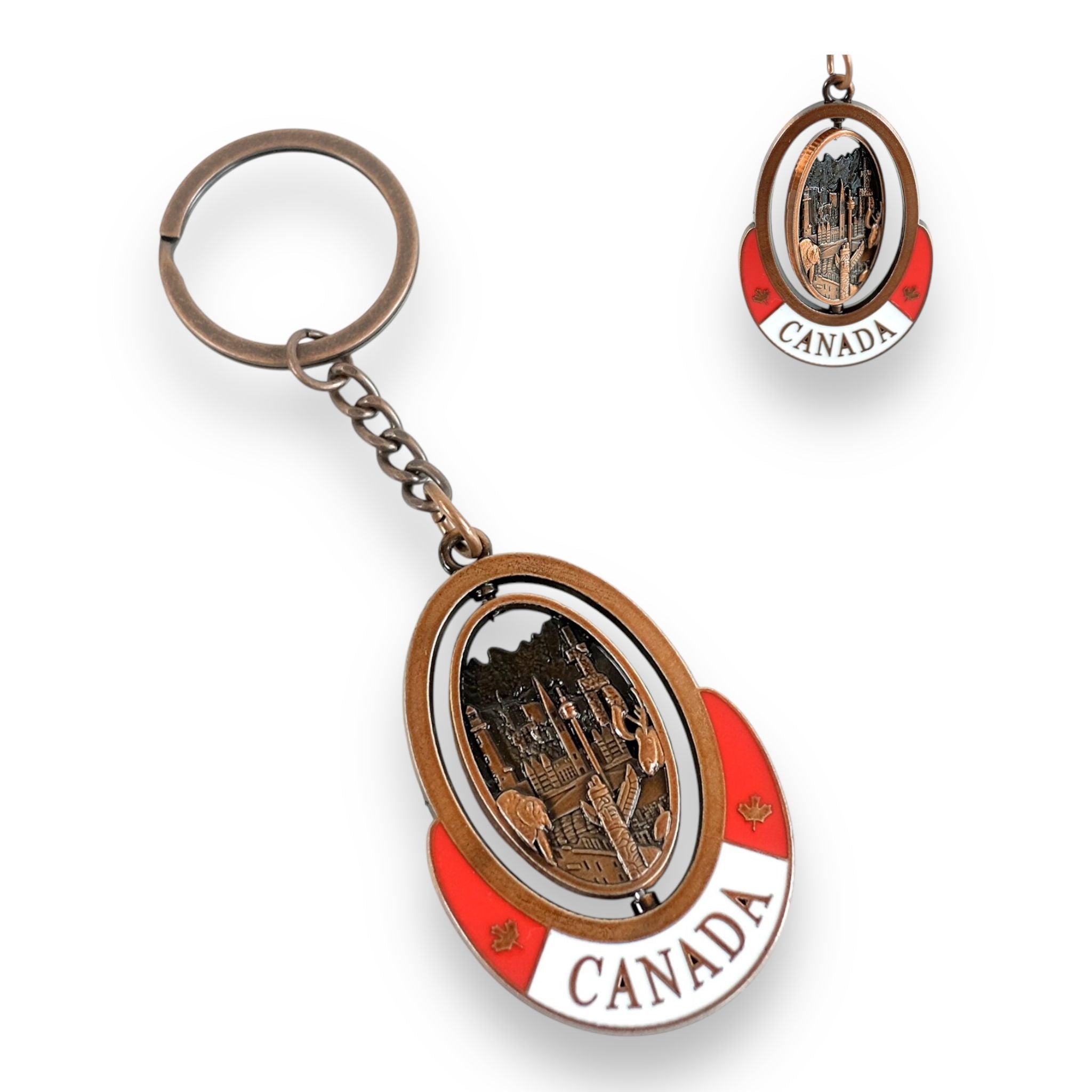 CANADA SKYLINE ROTATING METAL KEYCHAIN