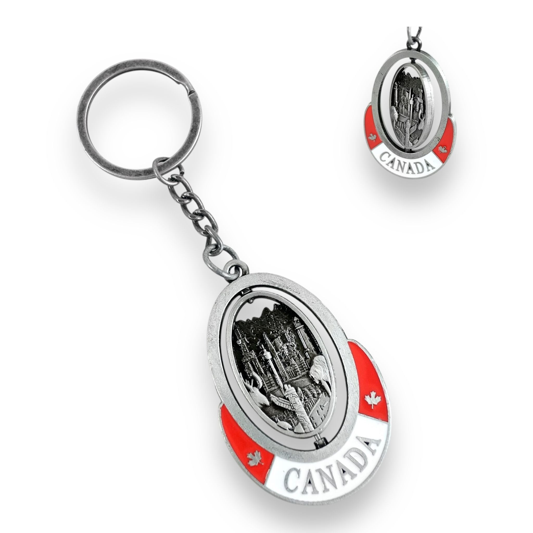 CANADA SKYLINE ROTATING METAL KEYCHAIN