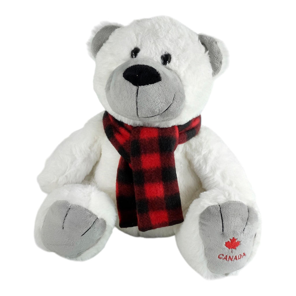 CANADA WHITE BEAR PLUSH W/PLAD SCARF 10" STUFFED ANIMAL