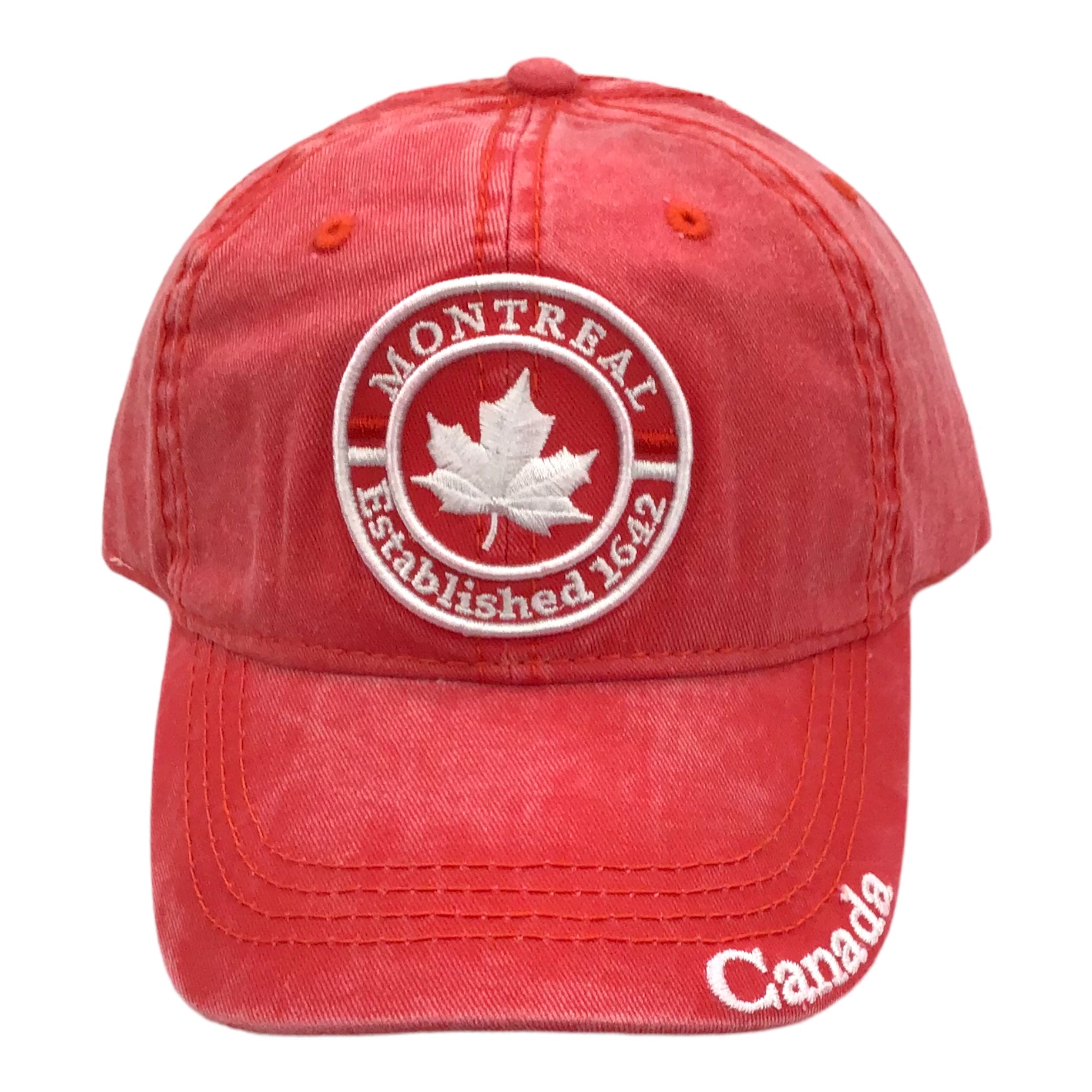 CORAL BASEBALL CAP MONTREAL WHITE MAPLE LEAF CIRCLE VINTAGE EMBROIDERY