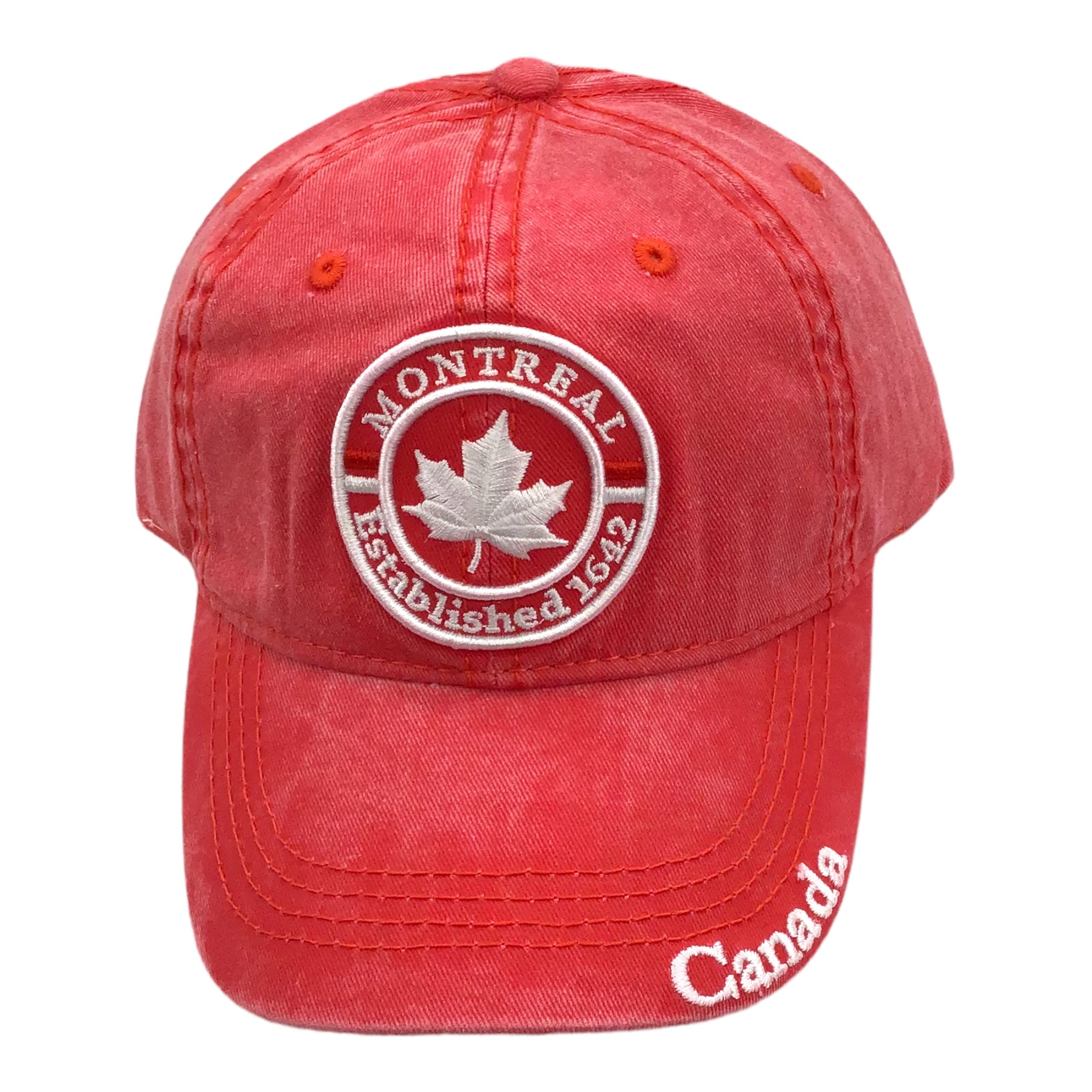 CORAL BASEBALL CAP MONTREAL WHITE MAPLE LEAF CIRCLE VINTAGE EMBROIDERY