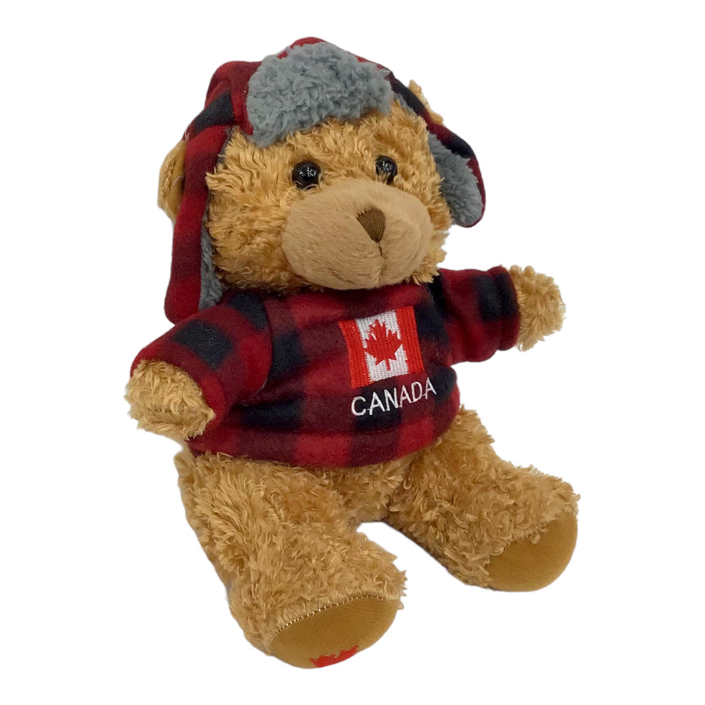 Canada Beaver Stuffed Animal with Red Green Plaid Sweater & Hat 10” Pl