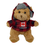 Canada Bear Stuffed Animal 10 Inches with Buffalo Plaid Top and Hat | Canadian Flag and Name Drop Embroidery | Teddy Bear Stuffed Plush Toy | Soft Cuddly Stuffed Bear for Baby, Boys and Girls