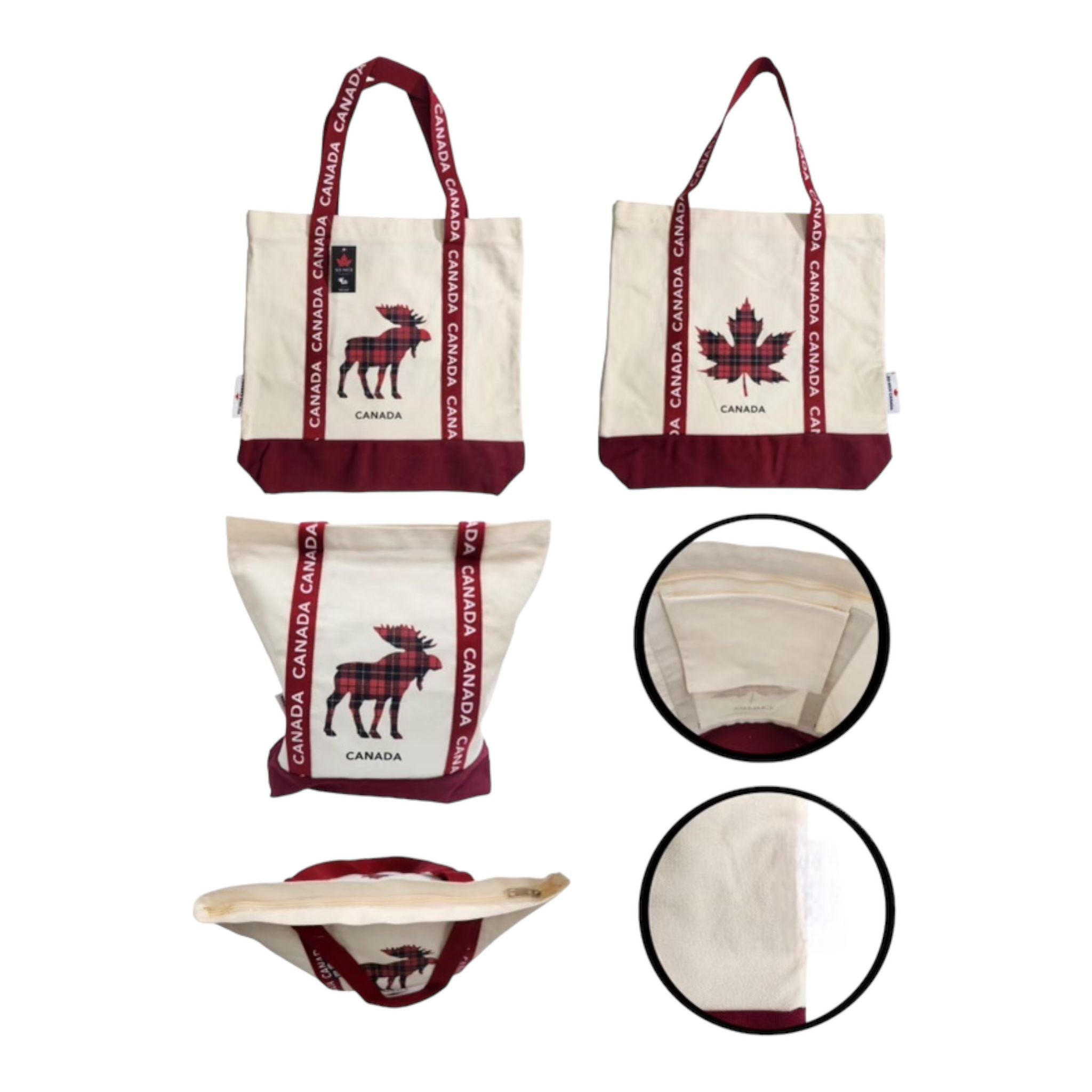 Canada Canvas Bag with Zipper - For Shopping and Travel