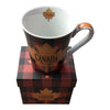 Canada Coffee Mug Plaid Red and Black with Maple Leaf and Matching Box