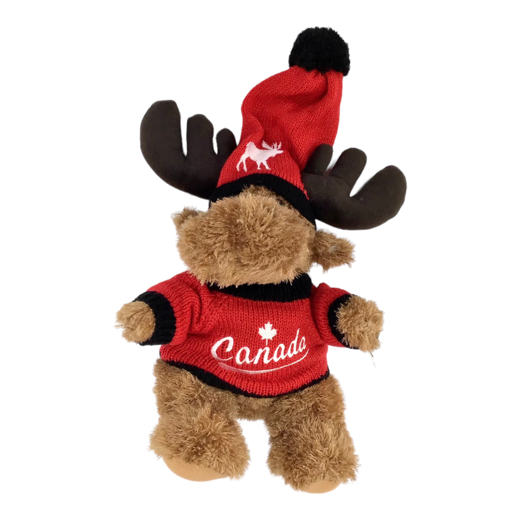 Canada Moose Plush Toy | Canada Moose with Maple Leaf Sweater and Hat 10”| Moose Stuffed Plush Toy | Soft Cuddly Stuffed Moose for Baby, Boys, and Girls (Red and White)