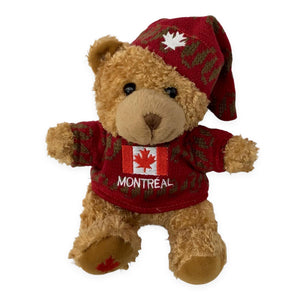 Canada Teddy Bear Plush Toy | Teddy Bear with Red Maple Leaf Sweater and Cap | Soft Stuffed Animal Baby Toy | Realistic Stuffed Small Teddy Bear Animal Toy | Mini Plush Animal Toy for Kids