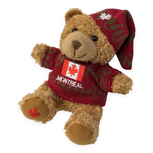 Canada Teddy Bear Plush Toy | Teddy Bear with Red Maple Leaf Sweater and Cap | Soft Stuffed Animal Baby Toy | Realistic Stuffed Small Teddy Bear Animal Toy | Mini Plush Animal Toy for Kids