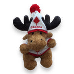 Canadian Moose Stuffed Animal Wearing Sweater and Toque, Montreal and Leaf Themed Embroidery Plush Soft Toy