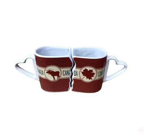 Canadian Moose and Maple Leaf 2-in-1 Ceramic Espresso Coffee Mug Travel Canada Gift Set