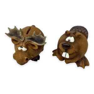 Funny Moose and Beaver Money Bank (Brown) Unbreakable Piggy Bank | Money Box Coin Bank | Plastic Saving Coin Box | Super Soft Stuffed Animal Money Bank Savings Storage for Boys, Girls & Little Kids