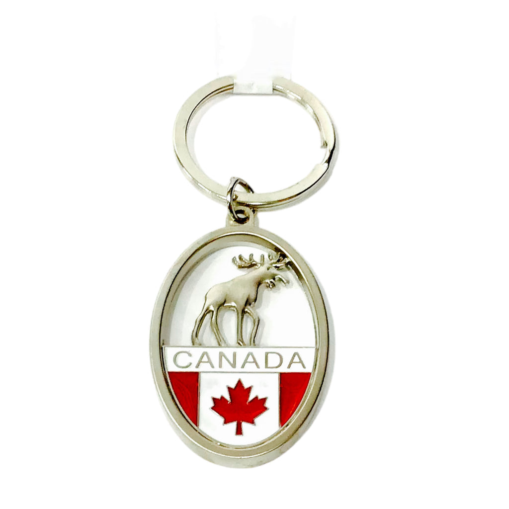 KEYCHAIN CANADA FLAG W/ MOOSE KEY RING