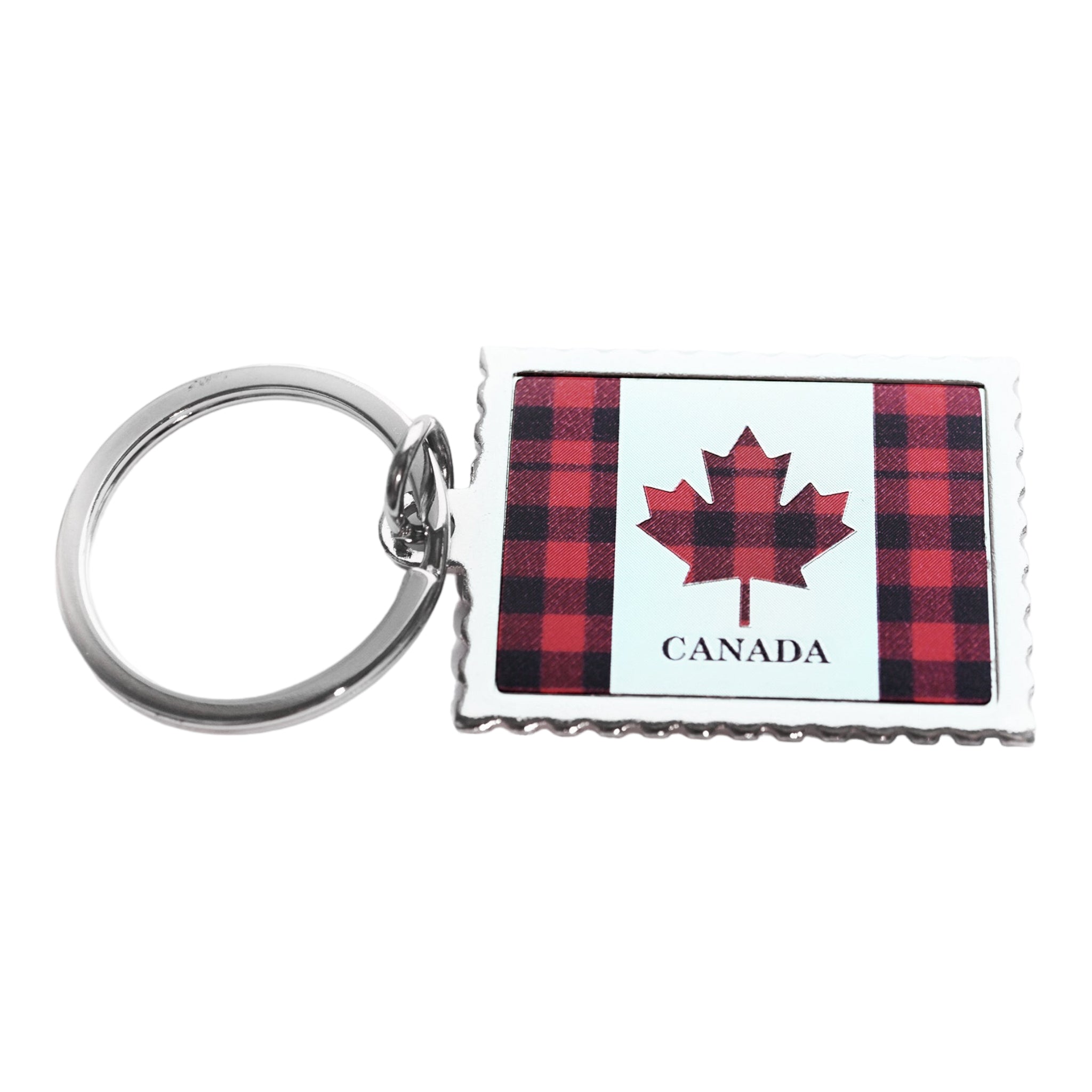 KEYCHAIN CANADA PLAID MAPLE LEAF KEY RING