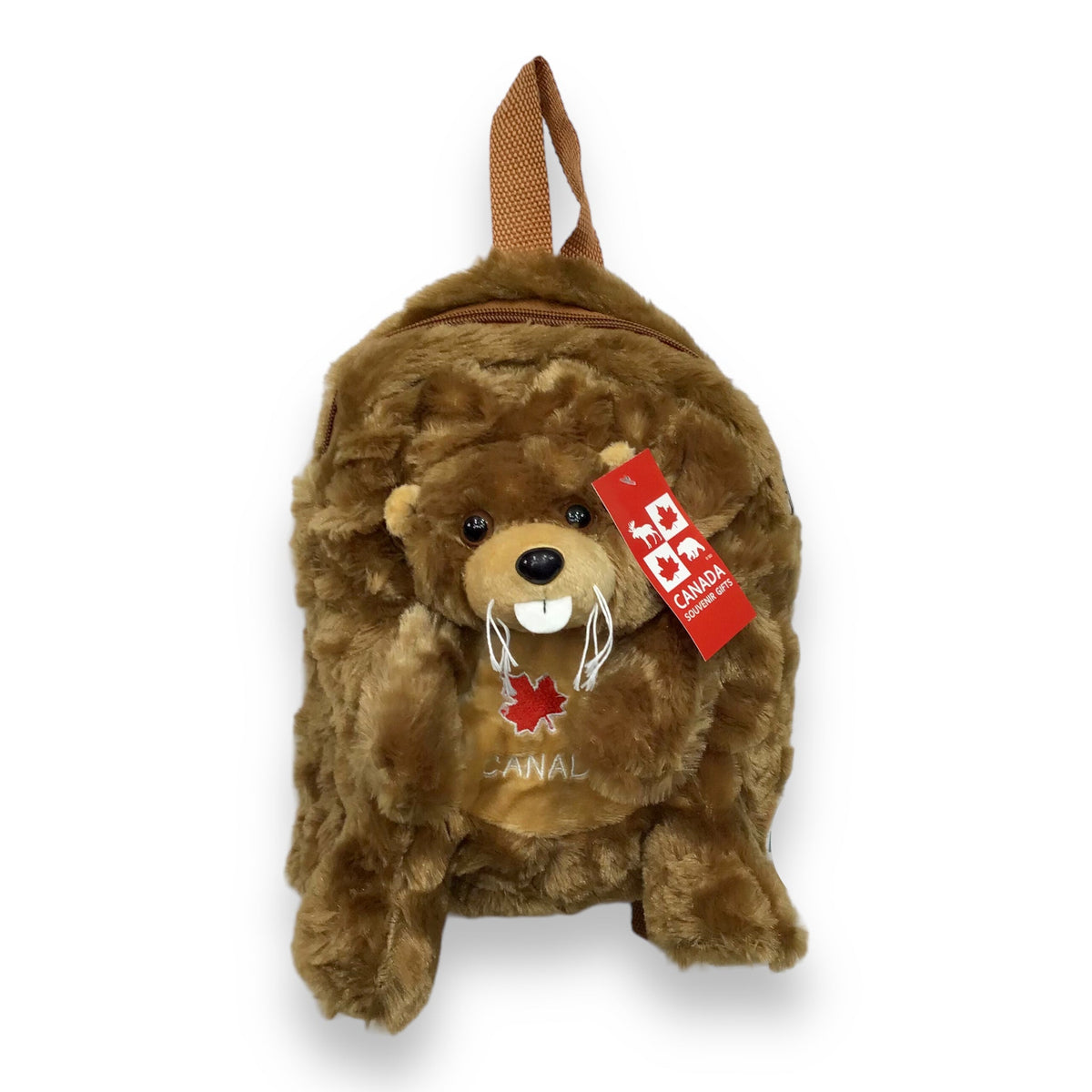 KIDS BACKPACK BEAVER PLUSH W/ CANADA MAPLE LEAF EMBROIDERY