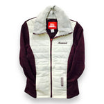 LADIES CREAM/PURPLE JACKET W/ MONTREAL CANADA EMBROIDERY NAME DROP AND FAUX FUR COLLAR