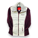 LADIES CREAM/PURPLE JACKET W/ MONTREAL CANADA EMBROIDERY NAME DROP AND FAUX FUR COLLAR