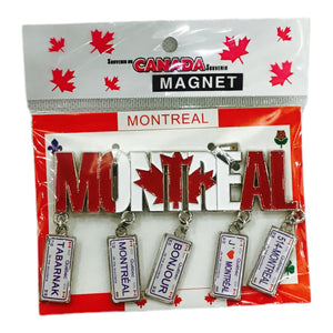 MAGNET MONTREAL W/ 5 LICENSE PLATE CHARMS - TABARNAK MONTREAL BONJOUR I ❤️ MONTREAL 514-MONTREAL