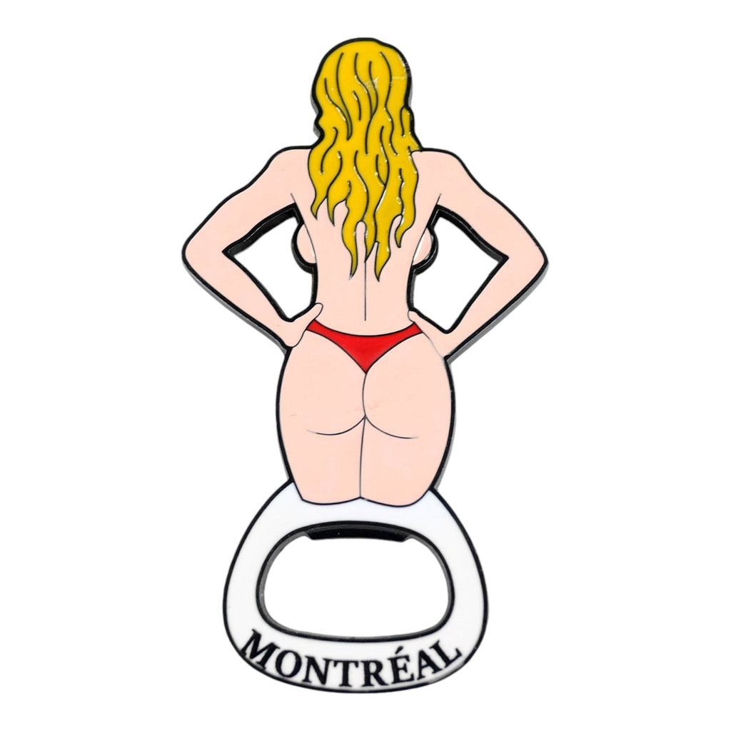 MONTREAL BEACH LADY BOTTLE OPENER FRIDGE MAGNET