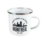 MONTREAL CANADA ENAMEL MUG WHITE - TIN CAMPING CUP