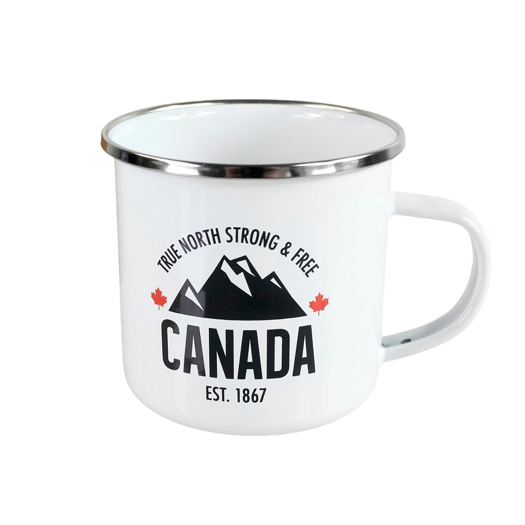 MONTREAL CANADA ENAMEL MUG WHITE - TIN CAMPING CUP