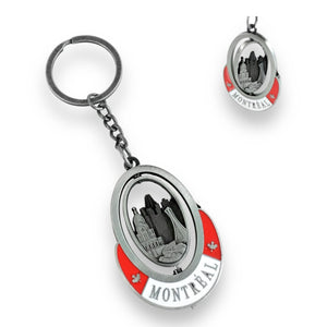 MONTREAL LANDMARK ROTATING METAL KEYCHAIN