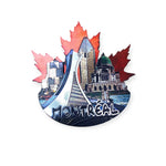 MONTREAL SKYLINE SCENIC 3D W/ MAPLE LEAF BACKGROUND MAGNET