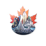 MONTREAL SKYLINE SCENIC 3D W/ MAPLE LEAF BACKGROUND MAGNET