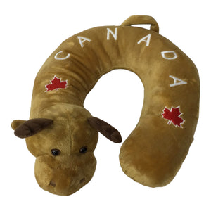 MOOSE HEAD CANADA TRAVEL NECK PILLOW W/ MAPLE LEAF EMBROIDERY