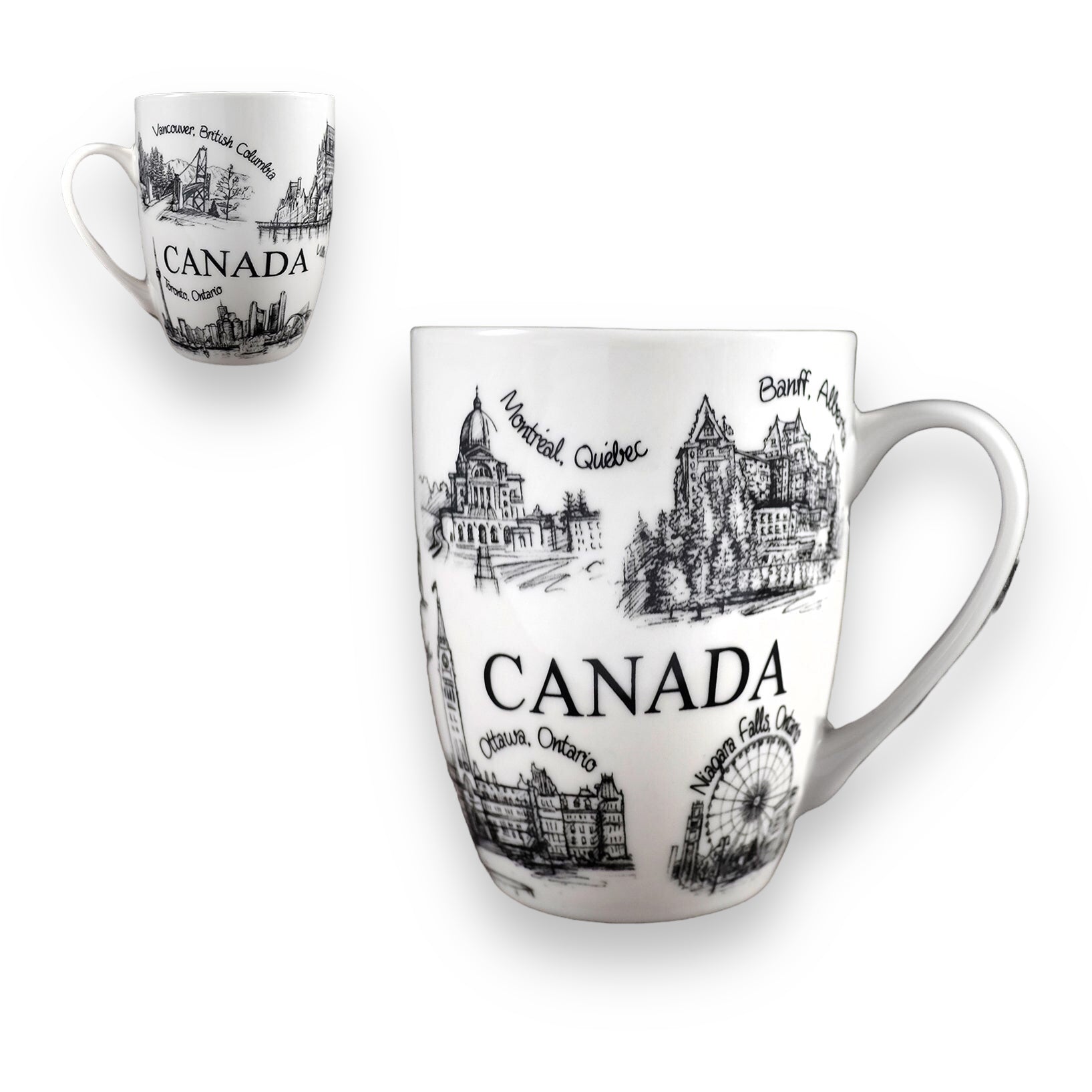 MUG - B/W CANADA LANDMARK TEA & COFFEE CUP 11oz - INDV. BOXED