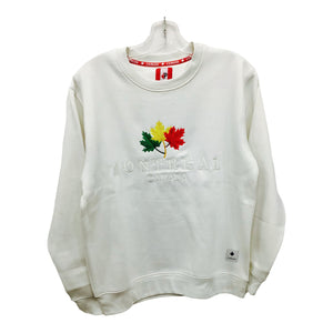 Montreal Crew Neck Sweatshirt Off-White W/ Maple Leaf Embroidery for Men and Women