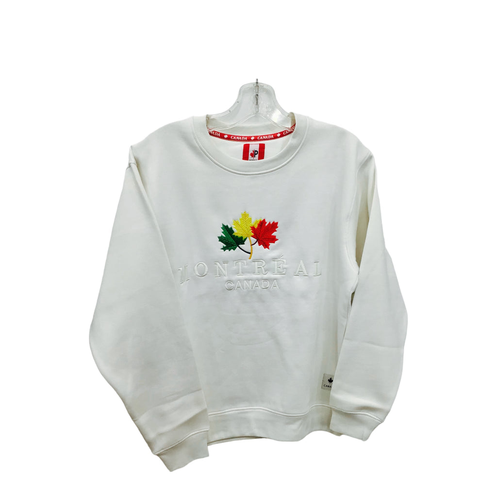 Montreal Crew Neck Sweatshirt Off-White W/ Maple Leaf Embroidery for Men and Women