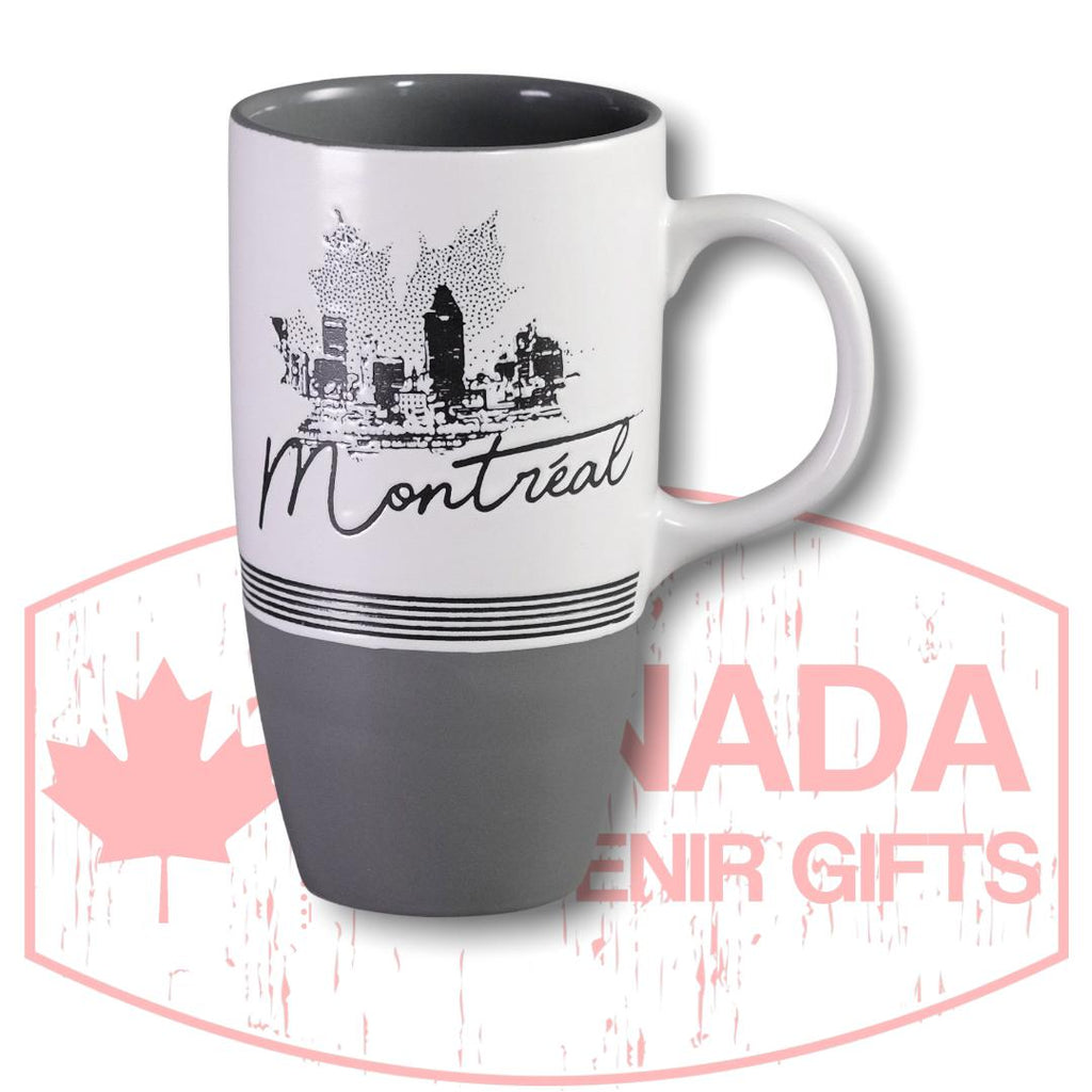 Montreal Skyline Landmark Coffee Mug 22 Ounces, Coffee Mug Large, Ceramic Mugs With Maple Leaf Style, Tall Coffee Mugs with Handle, Modern Coffee Mug Stoneware, For Coffee, Tea, Cocoa, Blue