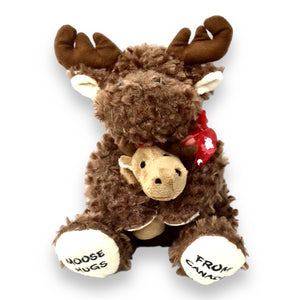 Moose Hugging Baby Moose w/ Maple Leaf Scarf Around the Neck 10” | Adorable Playtime Sitting Moose Plush Toy | Cute Wild Life Cuddle Gift | Super Soft Plush Animal Toy. Moose Hug from Canada