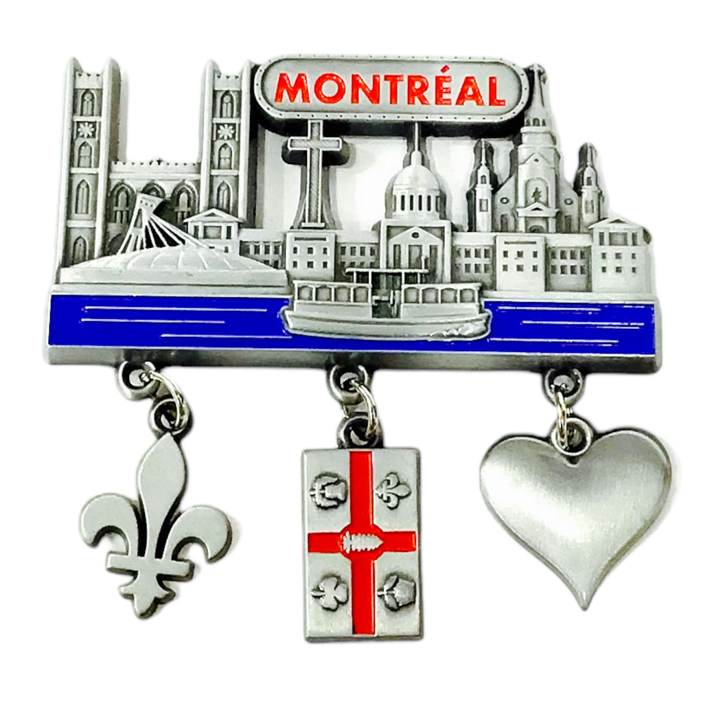 PEWTER FRIDGE MAGNET - MONTREAL SKYLINE VINTAGE 3D