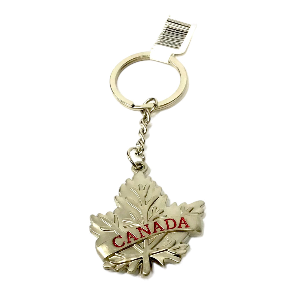 PEWTER MAPLE LEAF KEYCHAIN CANADA KEY RING