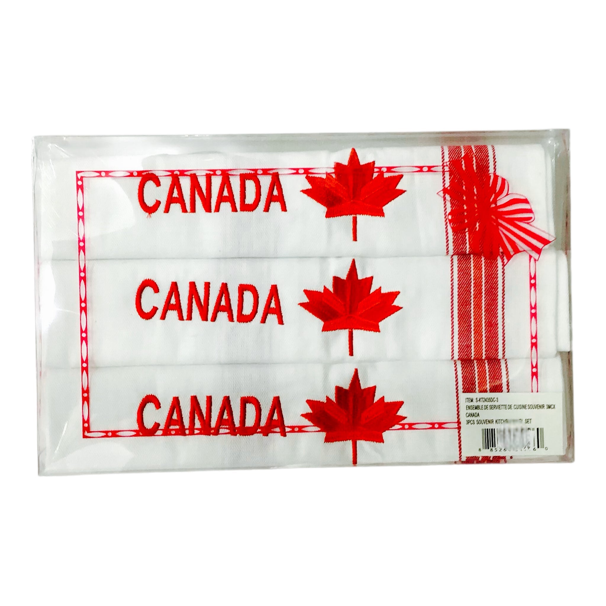 S/3 KITCHEN TOWELS CANADA MAPLE LEAF EMBROIDERY SOUVENIR GIFT PACK