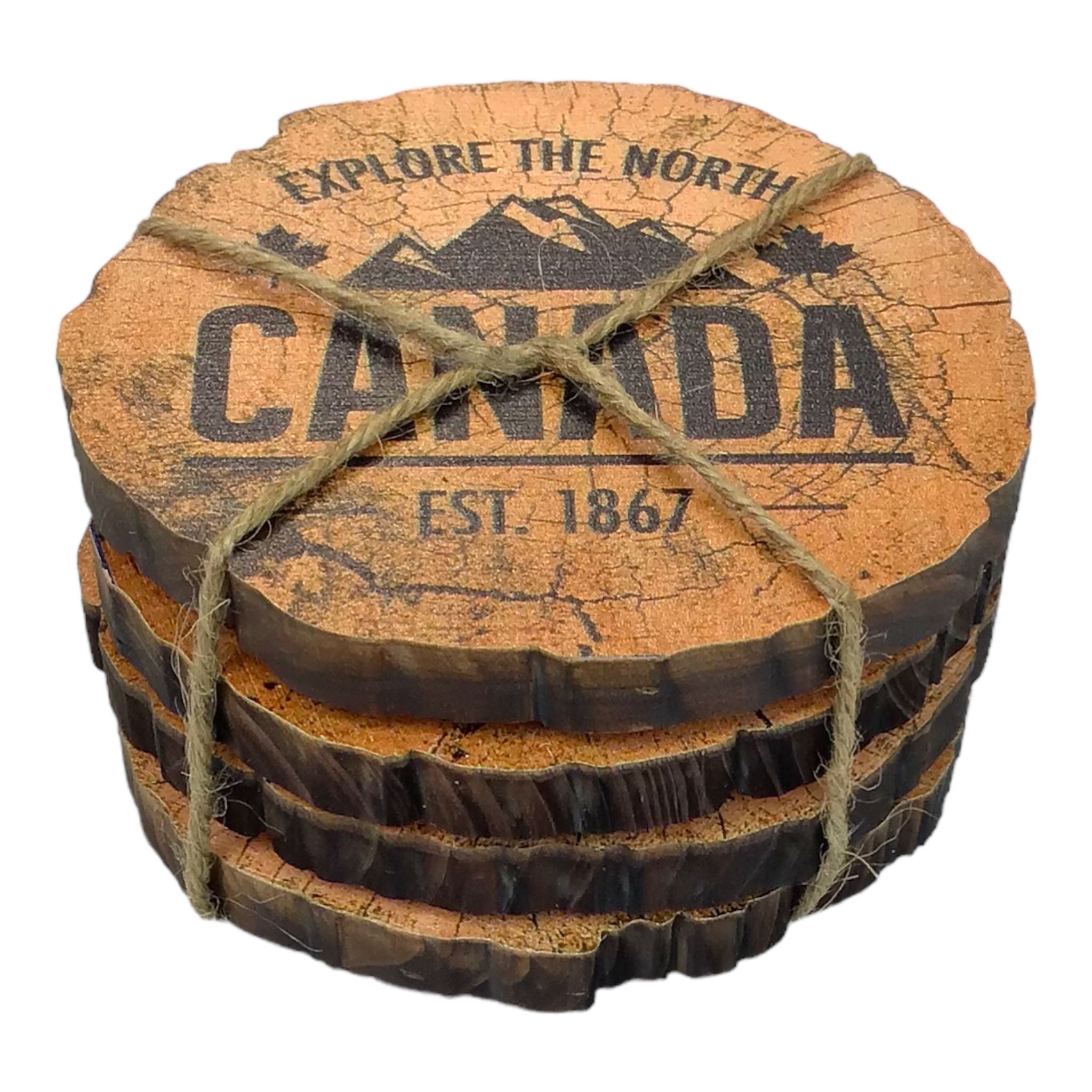 S/4 CANADA WOOD COASTERS