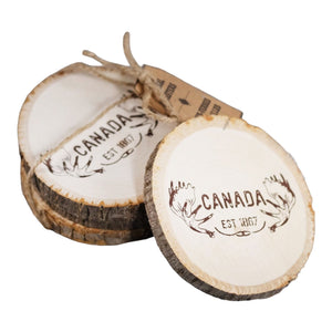 S/4 WOOD COASTERS - CANADA SOUVENIR GIFT